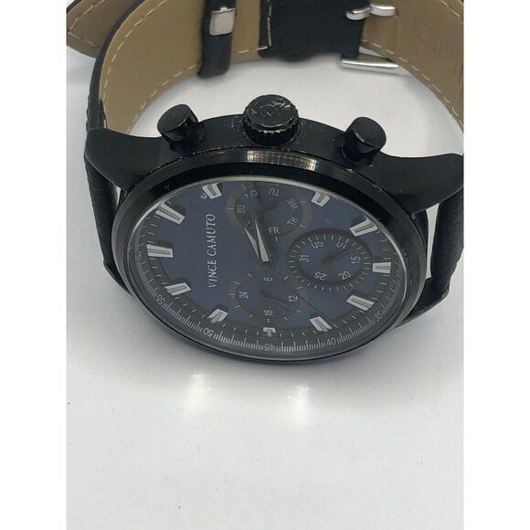 Vince Camuto Unisex Black Leather Digital Blue Dial Quartz Genuine Watch OP200 - Picture 6 of 9